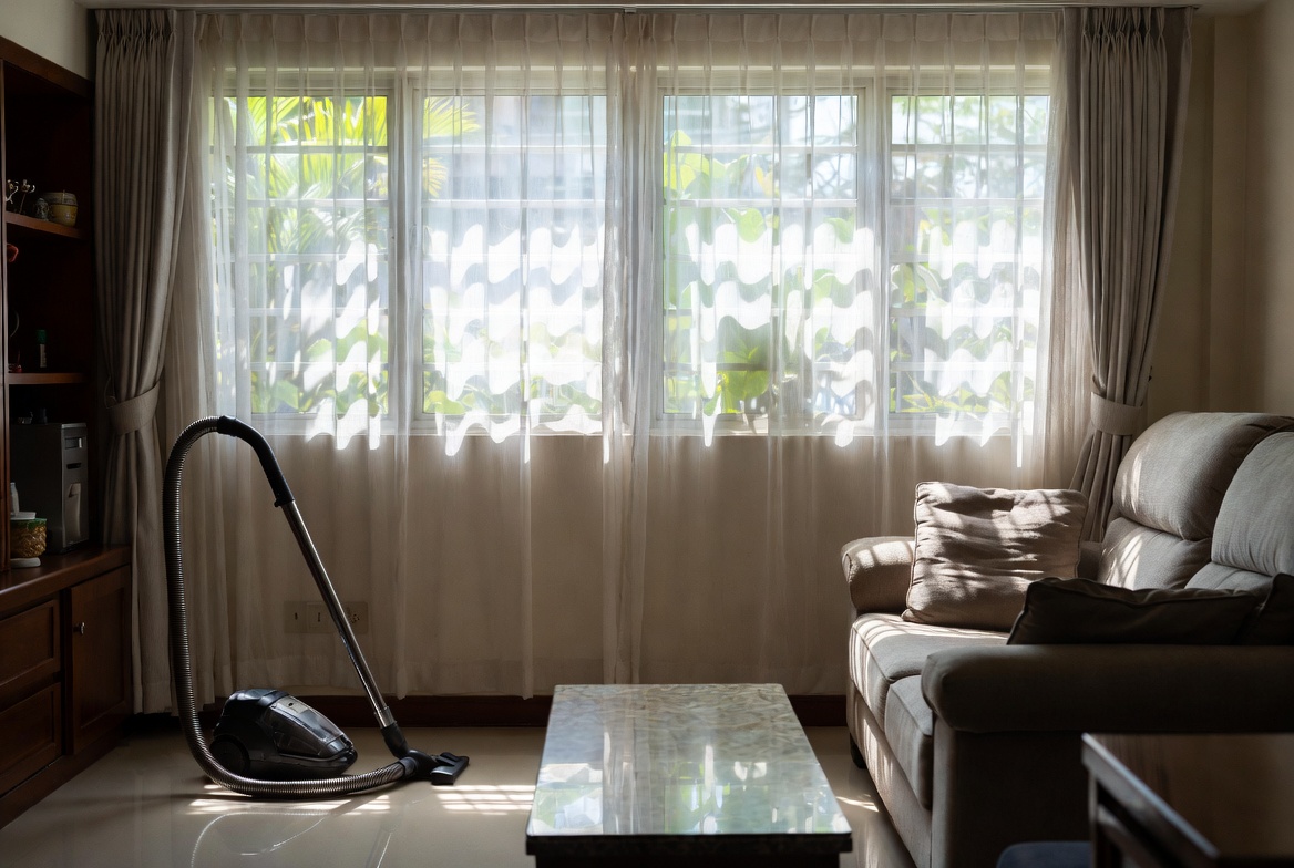 Sunlit clean living room